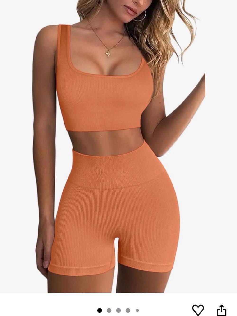 Seamless Ribbed Workout Set - Burnt Orange